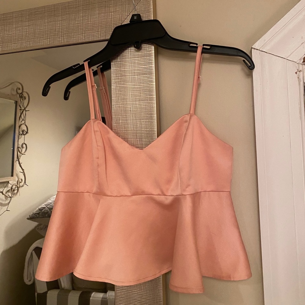 Pink Peplum Crop atop